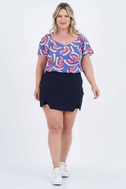 Blusa Plus Size Feminino Manga Curta Viva