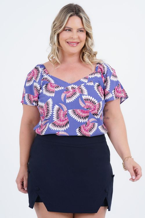Blusa Plus Size Feminino Manga Curta Viva
