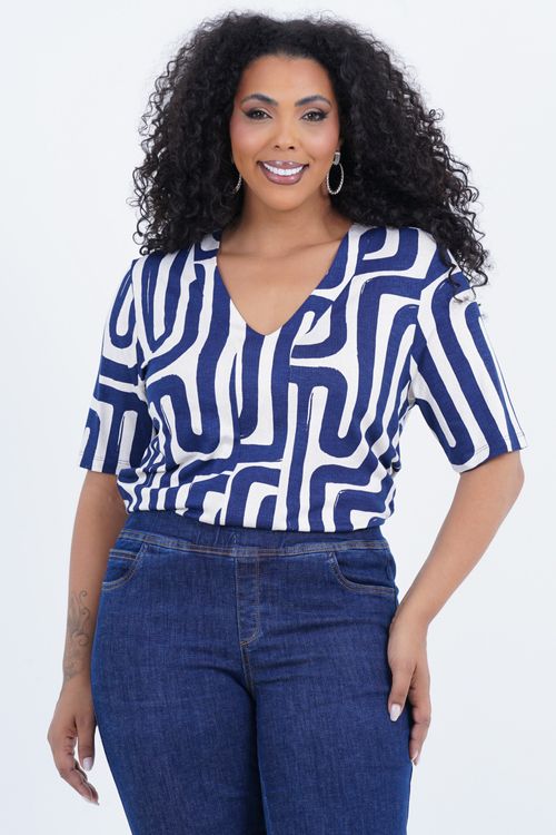 Blusa Plus Size Feminino Manga 3/4 Caminho