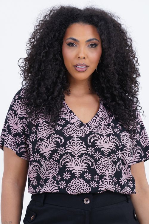 Blusa Plus Size Feminino Manga Curta Gelo