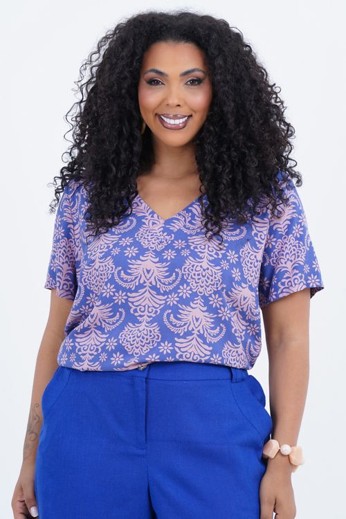 Blusa Plus Size Feminino Manga Curta Gelo