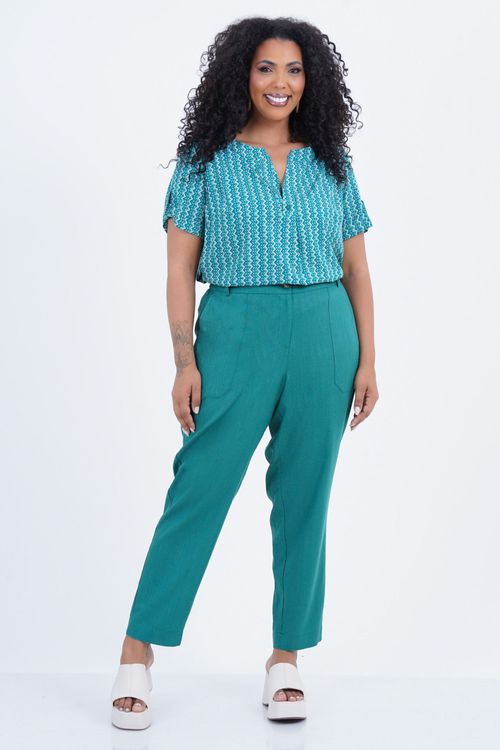 Blusa Plus Size Feminino Manga Curta Chevron
