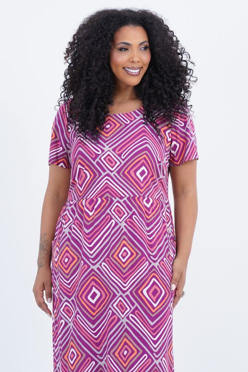 Vestido Plus Size Feminino Midi Square