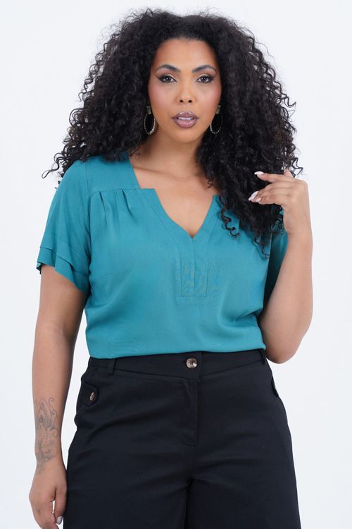 Blusa Plus Size Feminino Manga Curta Calor