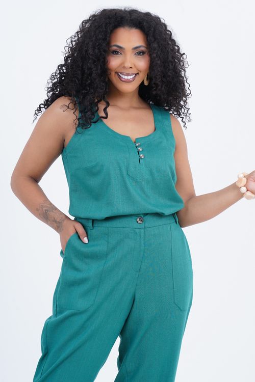 Regata Plus Size Feminino Linho Oásis