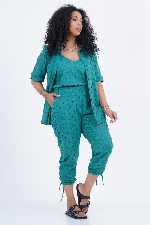 Camisão Plus Size Feminino Manga 3/4 Laise Margaridas