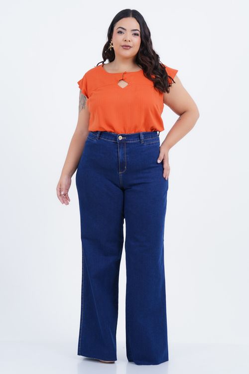 Calça Wide Leg Plus Size Reino Unido Jeans