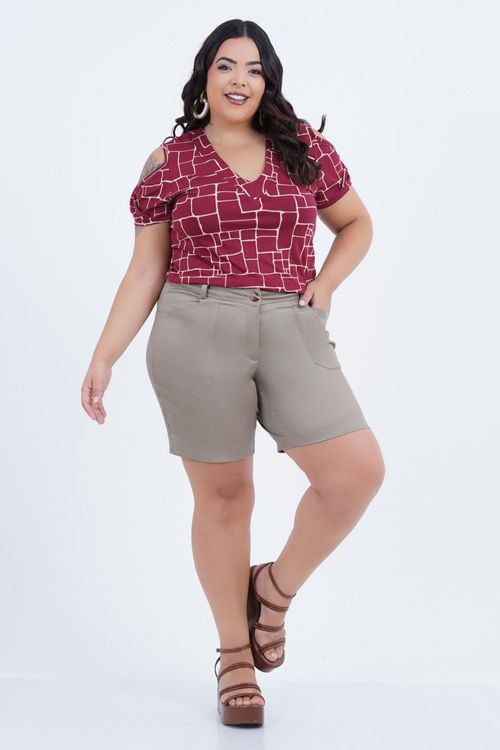 Blusa Plus Size Feminino Manga Curta Lux
