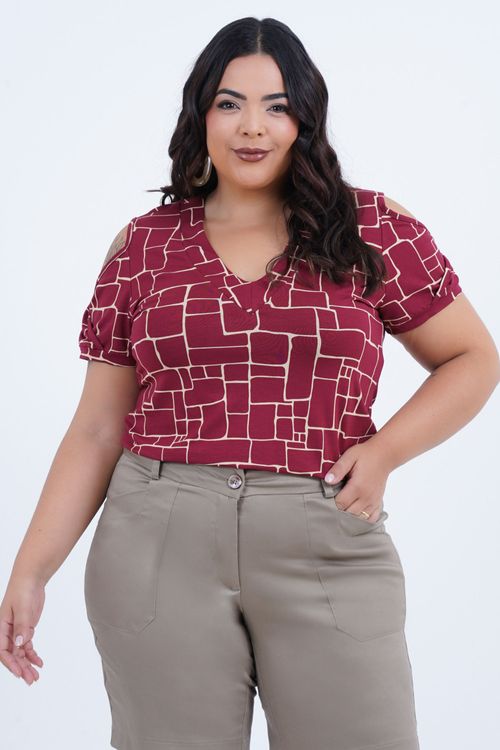 Blusa Plus Size Feminino Manga Curta Lux