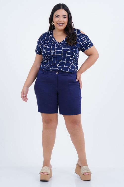 Blusa Plus Size Feminino Manga Curta Lux