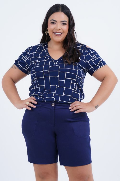 Blusa Plus Size Feminino Manga Curta Lux
