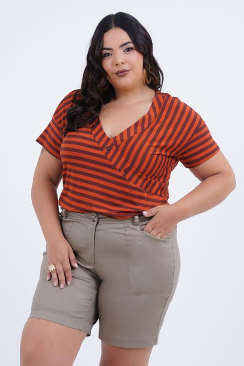 Blusa Plus Size Feminino Manga Curta Fall