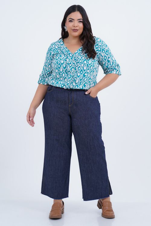 Blusa Plus Size Feminino Manga 3/4 Relax