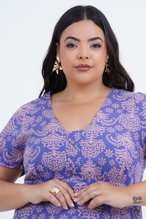 Vestido Plus Size Feminino Médio Arabesco
