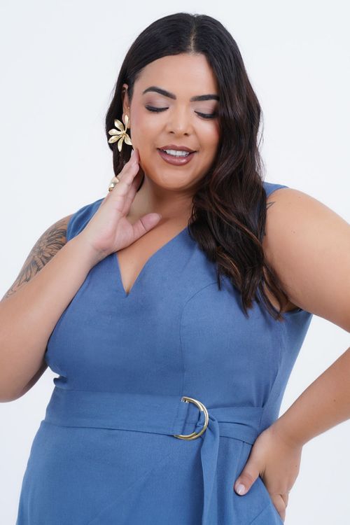 Vestido Plus Size Feminino Midi Linho Real