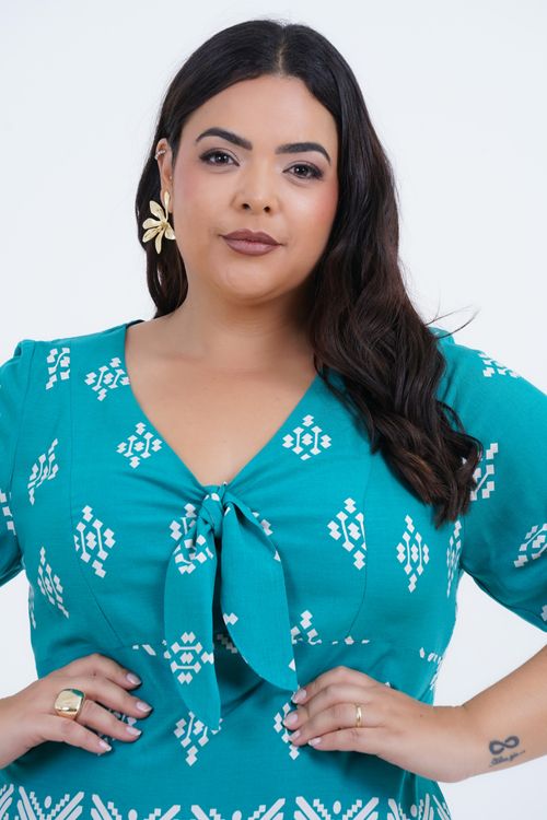 Vestido Plus Size Feminino Médio Nó