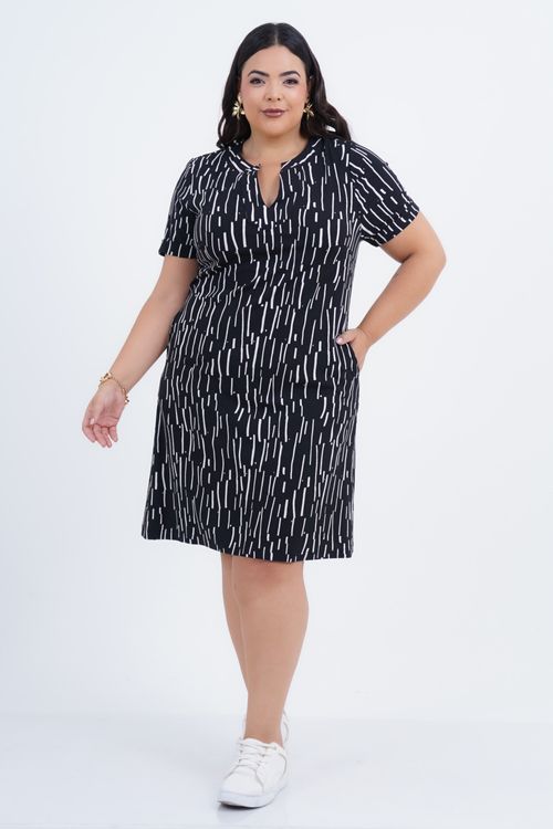 Vestido Plus Size Feminino Médio Traço