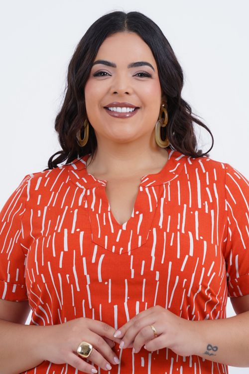 Vestido Plus Size Feminino Médio Traço
