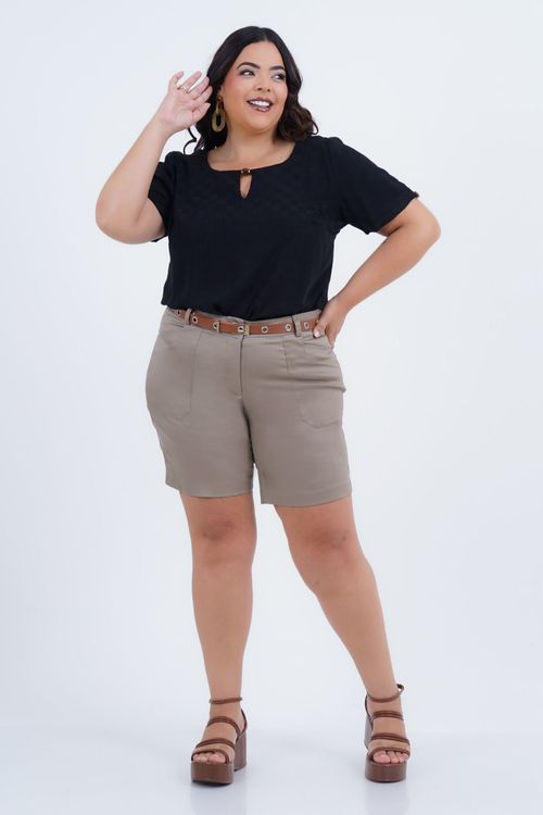 Blusa Plus Size Feminino Manga Curta Dama
