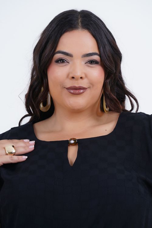 Blusa Plus Size Feminino Manga Curta Dama