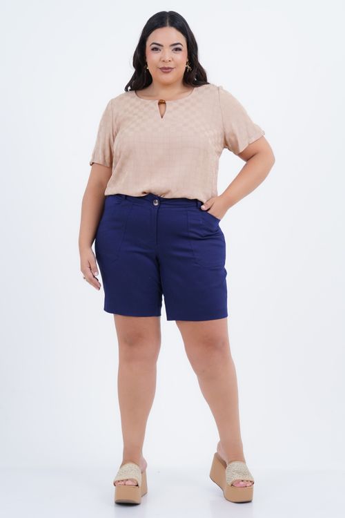 Blusa Plus Size Feminino Manga Curta Dama