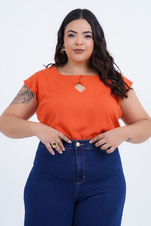 Blusa Plus Size Feminino Manga Curta Trapézio