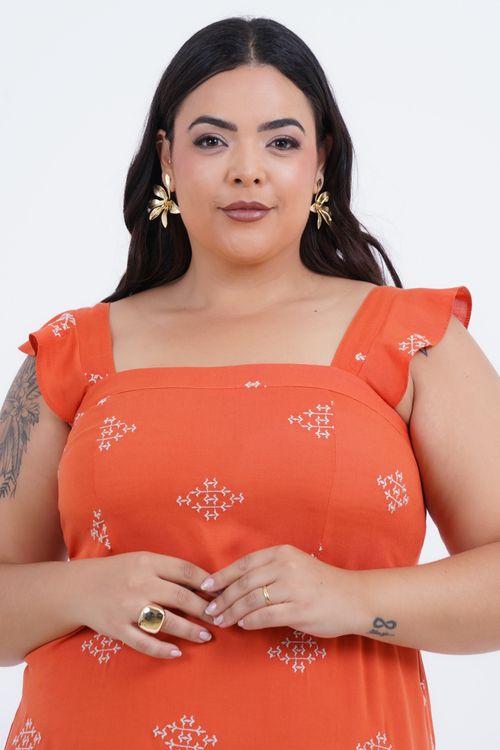 Vestido Plus Size Feminino Midi Laise Camponesa
