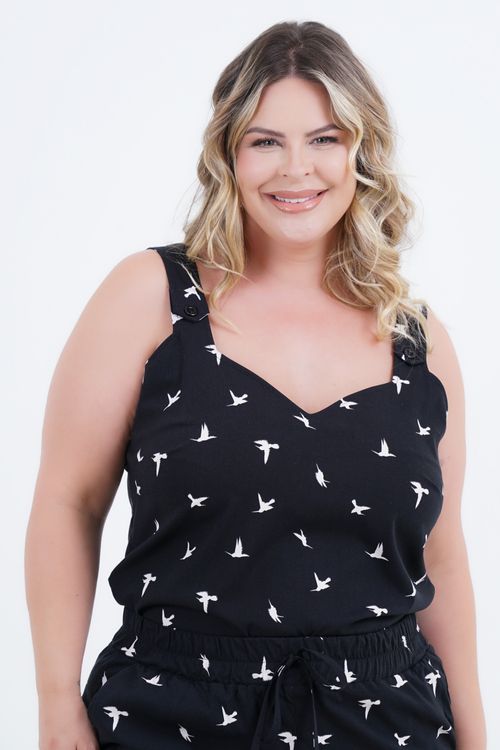 Regata Plus Size Feminino Pássaros