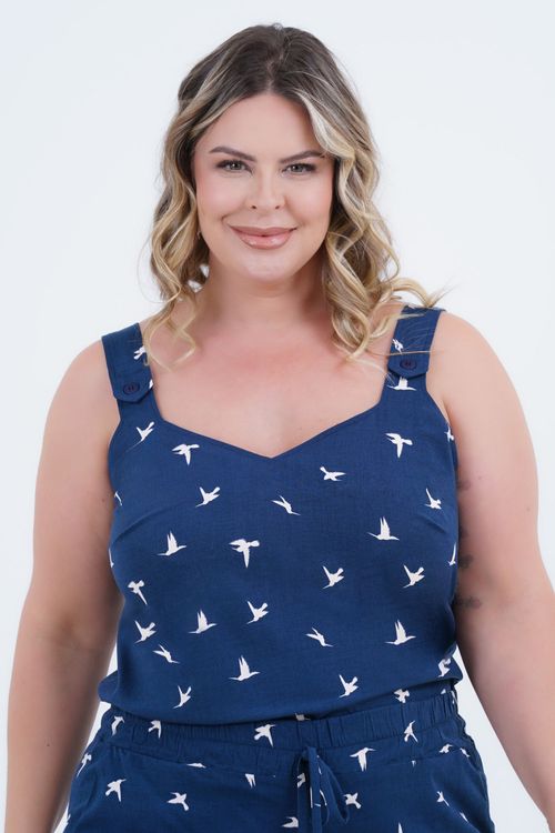 Regata Plus Size Feminino Pássaros