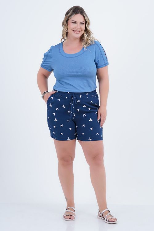 Blusa Plus Size Feminino Manga Curta Marina