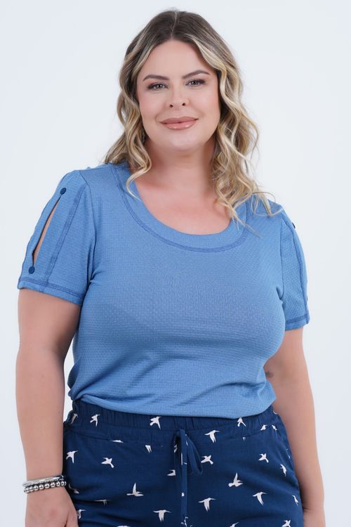 Blusa Plus Size Feminino Manga Curta Marina