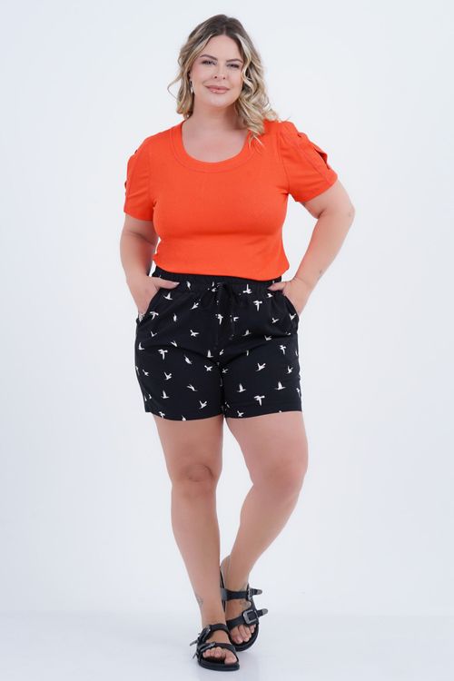Blusa Plus Size Feminino Manga Curta Marina