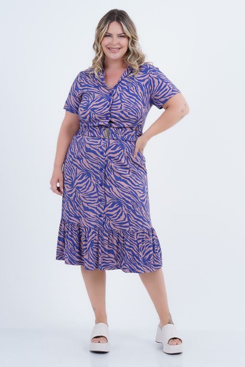 Vestido Plus Size Feminino Midi Zebra