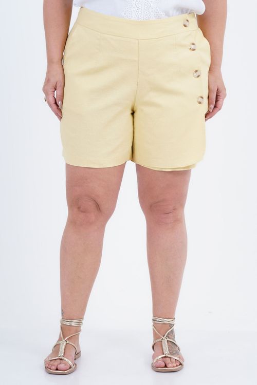 Shorts Plus Size Feminino Linho Luck