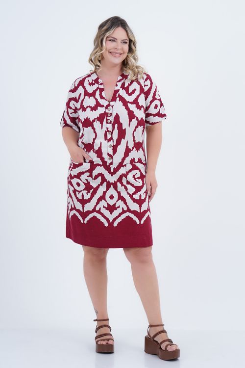 Vestido Plus Size Feminino Linho Médio Puro