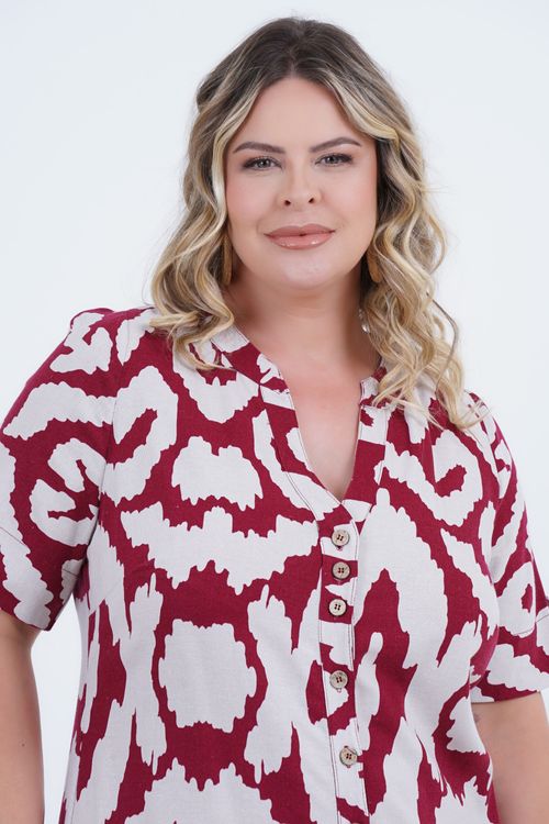 Vestido Plus Size Feminino Linho Médio Puro