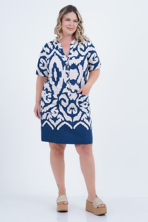 Vestido Plus Size Feminino Linho Médio Puro