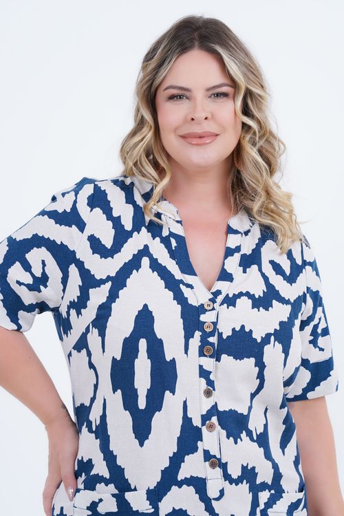 Vestido Plus Size Feminino Linho Médio Puro