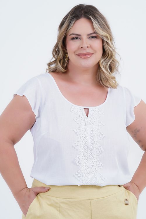 Blusa Plus Size Feminino Manga Curta Presente