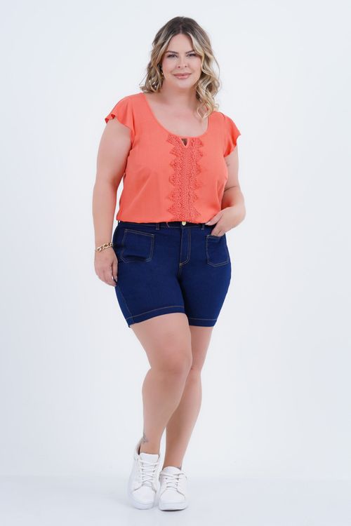 Blusa Plus Size Feminino Manga Curta Presente