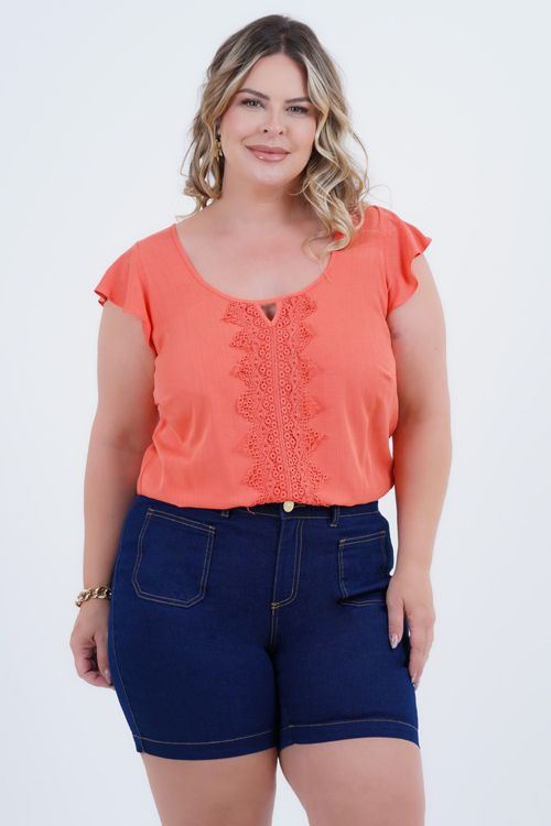 Blusa Plus Size Feminino Manga Curta Presente