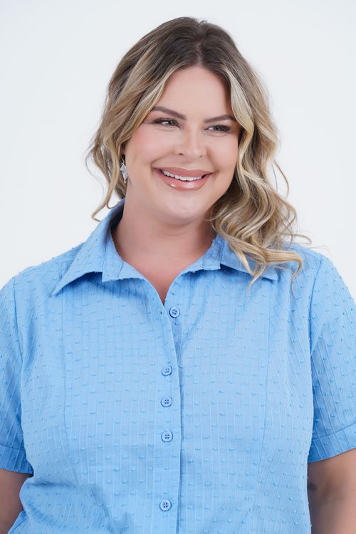 Camisa Plus Size Feminino Manga Curta Oceano