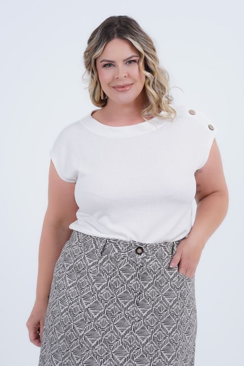 Blusa Plus Size Feminino Manga Curta Charlotte