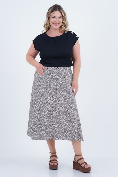 Blusa Plus Size Feminino Manga Curta Charlotte