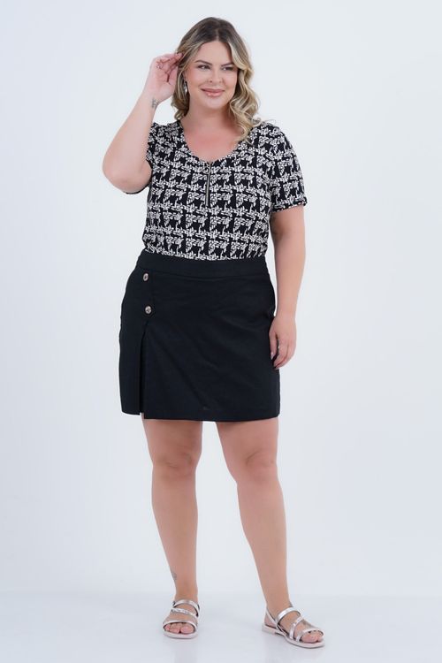 Blusa Plus Size Feminino Manga Curta Semente