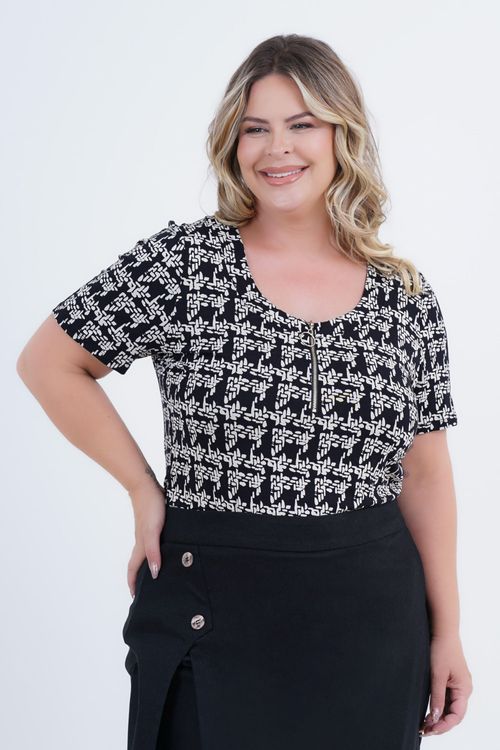 Blusa Plus Size Feminino Manga Curta Semente