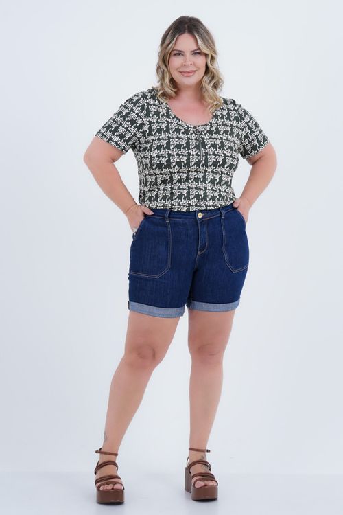 Blusa Plus Size Feminino Manga Curta Semente