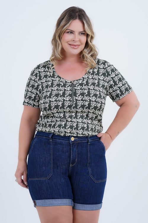 Blusa Plus Size Feminino Manga Curta Semente