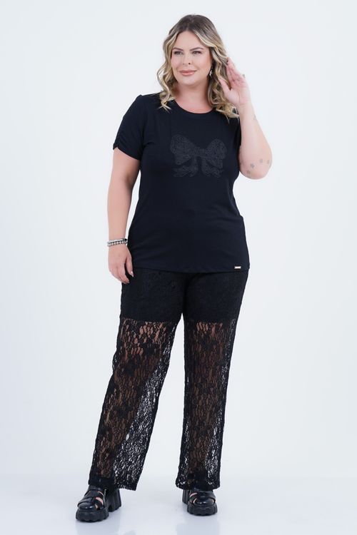 Blusa Plus Size Feminino Manga Curta Organza