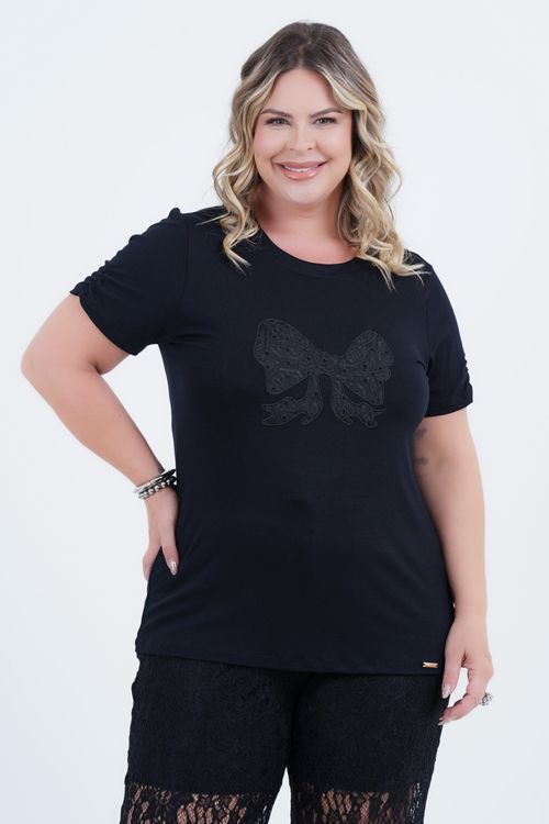 Blusa Plus Size Feminino Manga Curta Organza